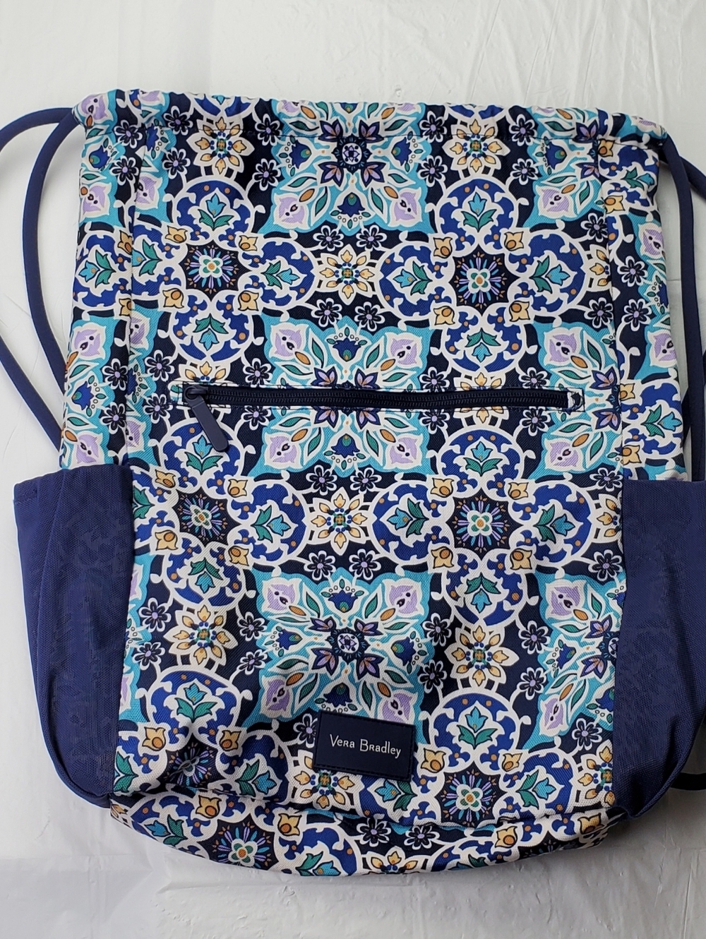 Vera Bradley Lisbon Medallion Cool Pattern Lighten Up Drawstring Backpack - EUC
